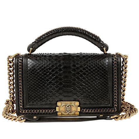 chanel black python boy bag|Chanel python clutch bag.